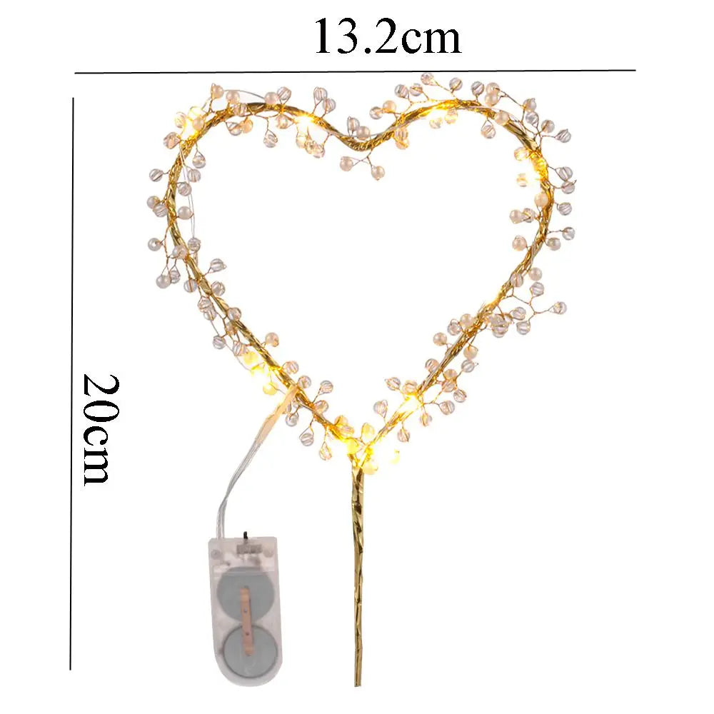 Heart Shape LED Pearl Cake Topper – Baby Happy Birthday Decoration