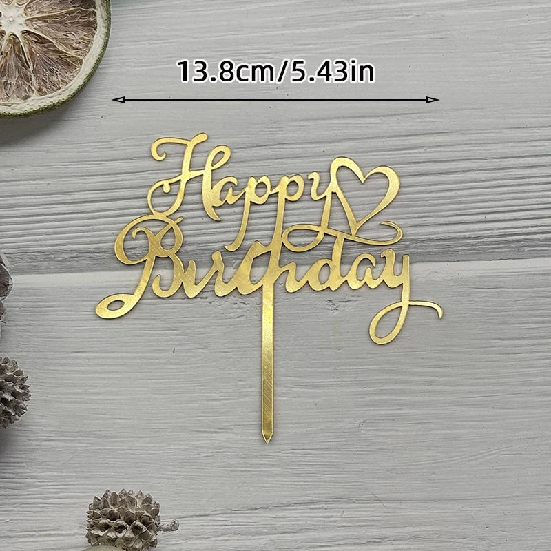 Elegant Rose Gold "Happy Birthday" Cake Topper | Premium Acrylic Decor