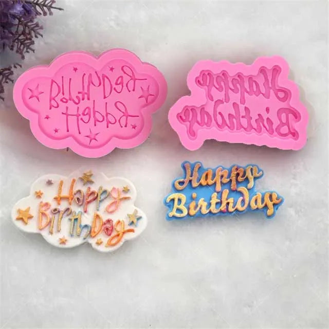 "Happy Birthday" Letters Silicone Mold – Elegant Script Decorating Tool