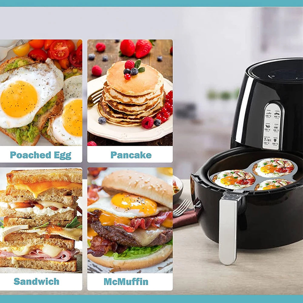 Silicone Egg Mold for Air Fryer – 3-Cavity Reusable Baking Pan