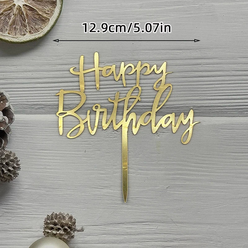 Elegant Rose Gold "Happy Birthday" Cake Topper | Premium Acrylic Decor