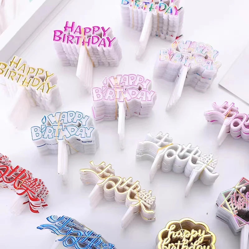 25PCS “Happy Birthday” Gold Cake Decorations – Party Cake Toppers