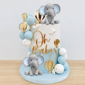 "Oh Baby" cake decoration with elephant and balloons