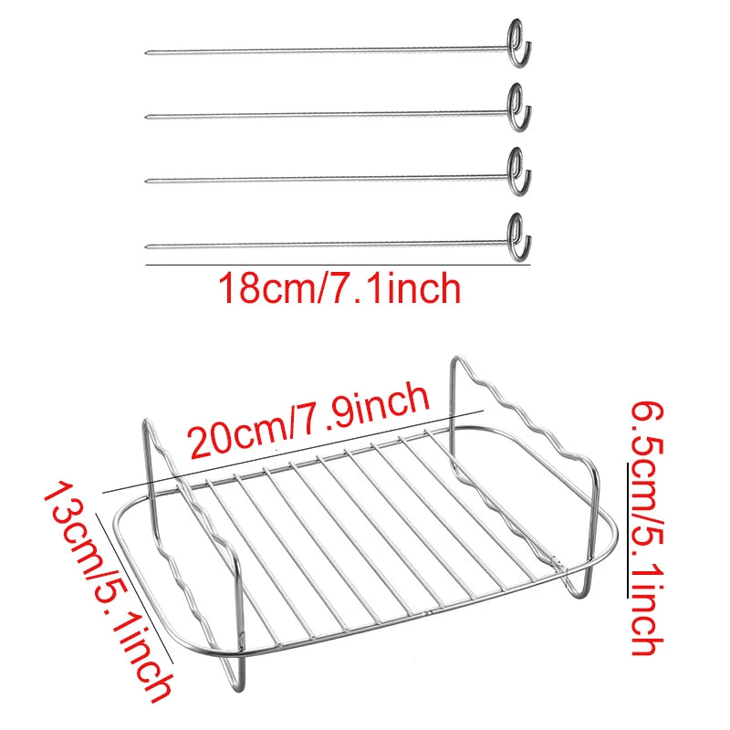 Air Fryer Baking Rack – Metal Grill Accessory (Square / Round / Rectangle)