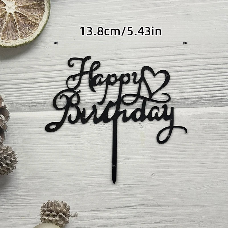 Elegant Rose Gold "Happy Birthday" Cake Topper | Premium Acrylic Decor