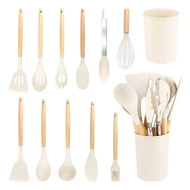 12Pcs / 5Pcs Silicone Kitchen Utensils Set – Non-Stick Cookware Tools