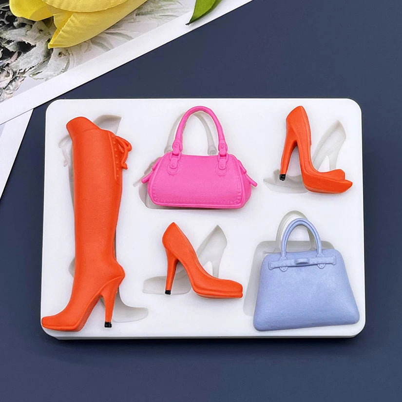 Silicone mold with heels and bag