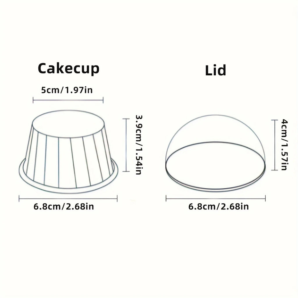 Glossy Disposable Cupcake Cups with Lids | 50pcs