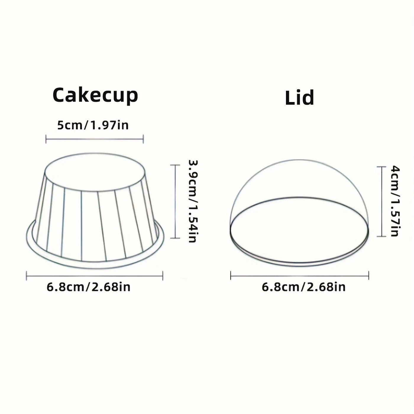 Glossy Disposable Cupcake Cups with Lids | 50pcs