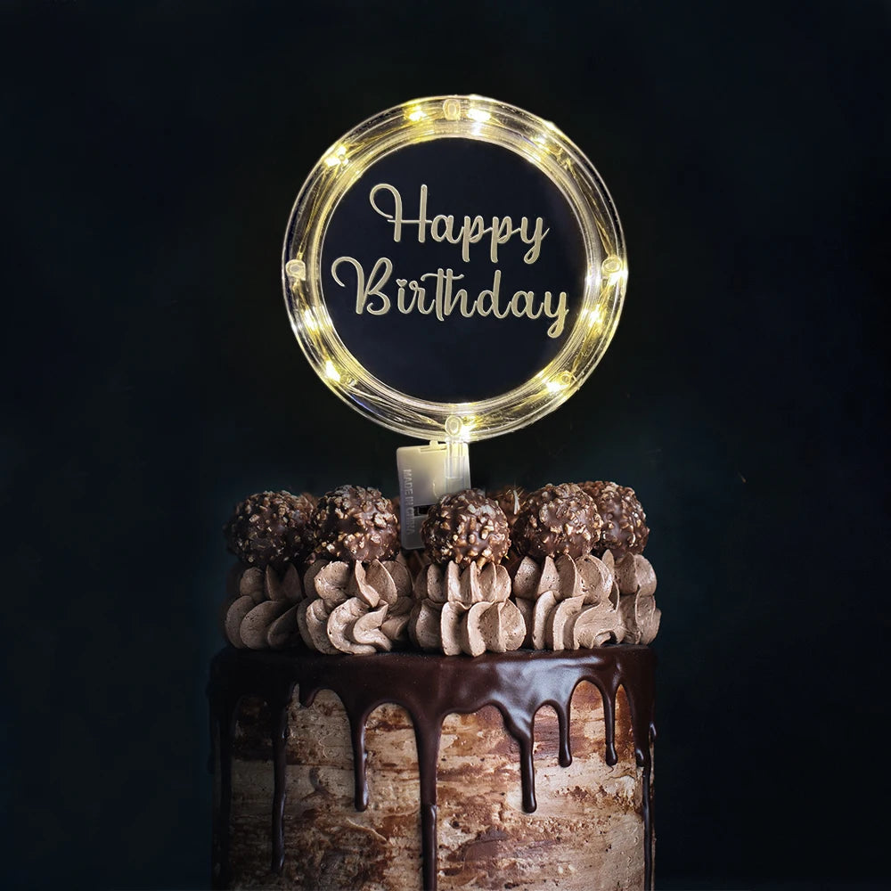 LED acrylic cake decoration "Happy Birthday" - night light