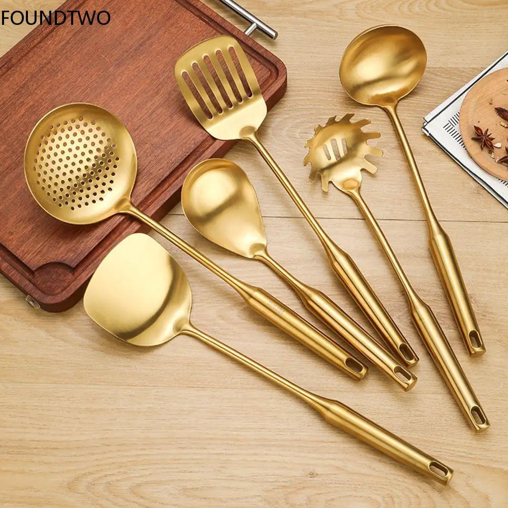 Luxury Gold Stainless Steel Kitchen Utensil Set