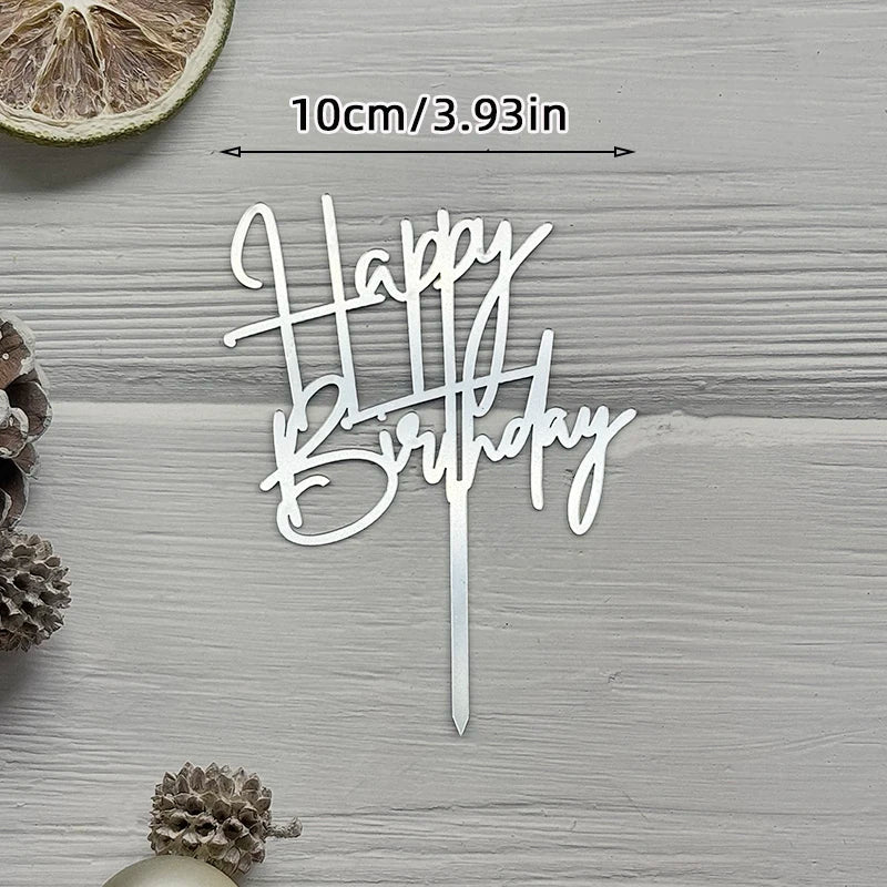 Elegant Rose Gold "Happy Birthday" Cake Topper | Premium Acrylic Decor