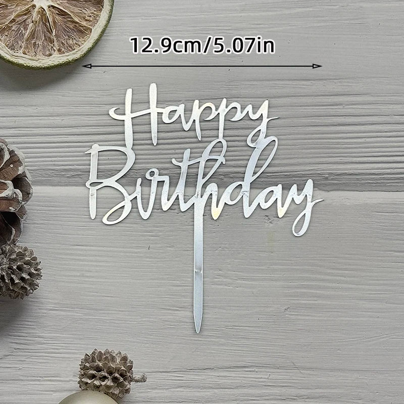 Elegant Rose Gold "Happy Birthday" Cake Topper | Premium Acrylic Decor