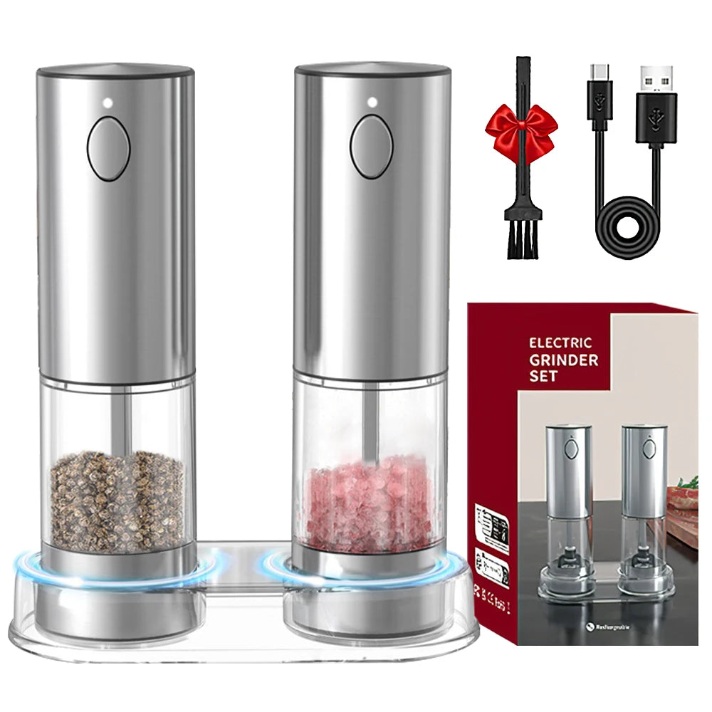 Electric Pepper Grinder – USB Rechargeable Stainless Steel Spice Mill