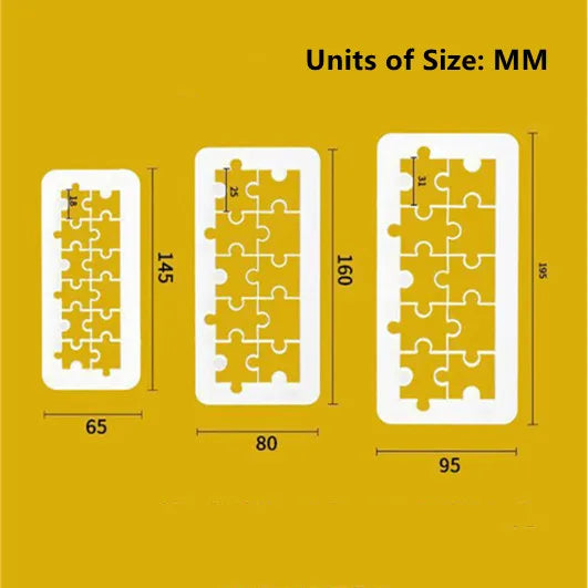 3pcs Geometric Fondant &amp; Cookie Cutter Set – Puzzle Round Cake Mold